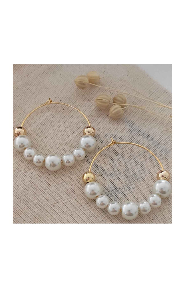 Boucles d'oreilles - Laiton plaqué or & perles synthétiques
