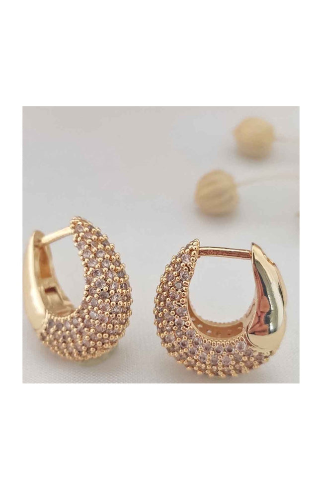 Boucles d'oreilles - Laiton plaqué or & zircons