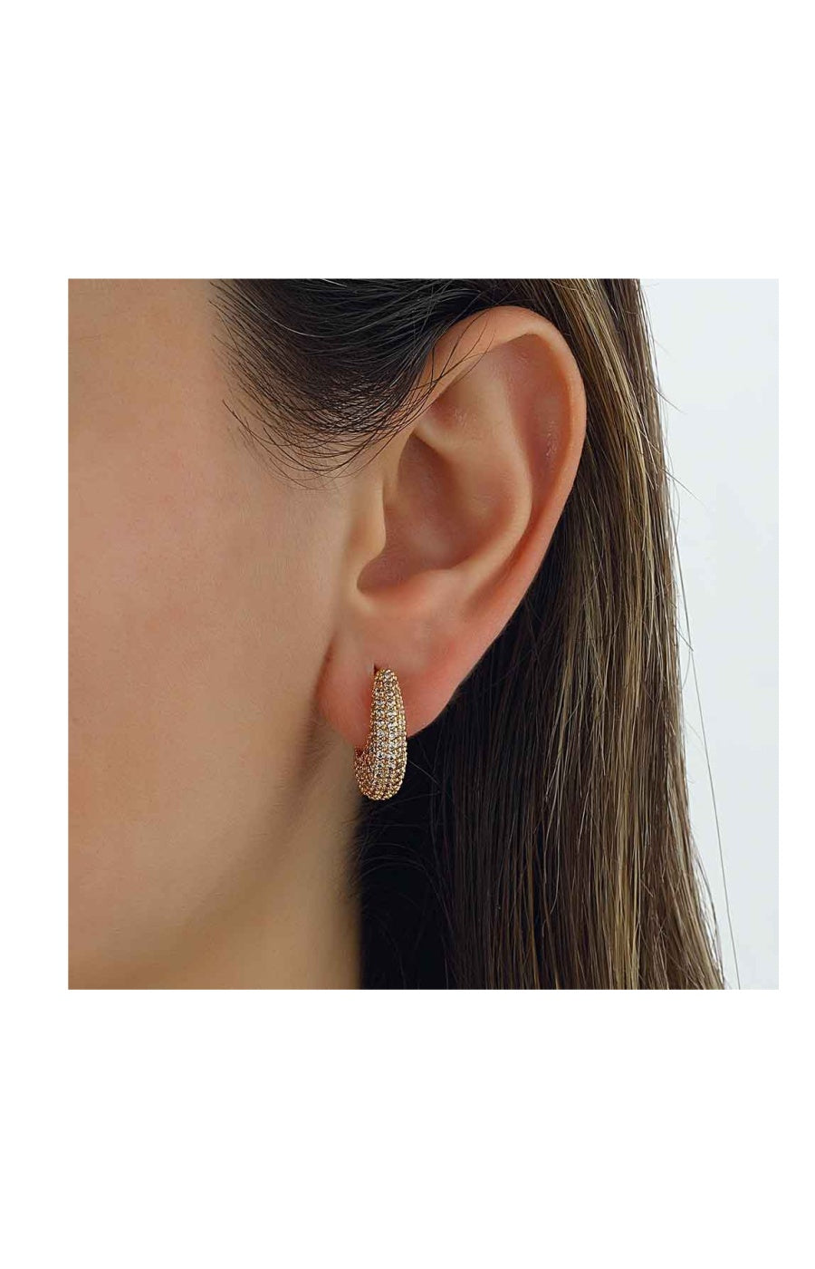 Boucles d'oreilles - Laiton plaqué or & zircons