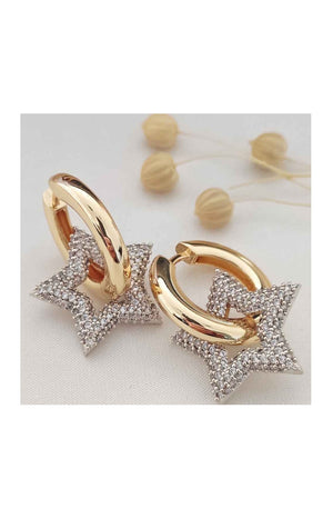 Boucles d'oreilles étoiles - Laiton plaqué or & zircons