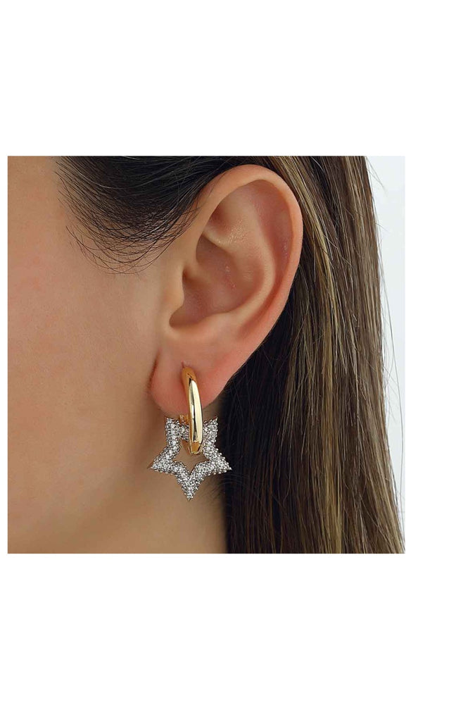 Boucles d'oreilles étoiles - Laiton plaqué or & zircons