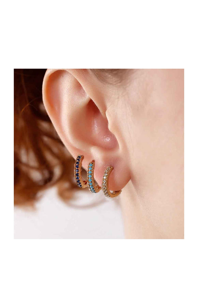 Trio de boucles d'oreilles - Laiton plaqué or & zircons