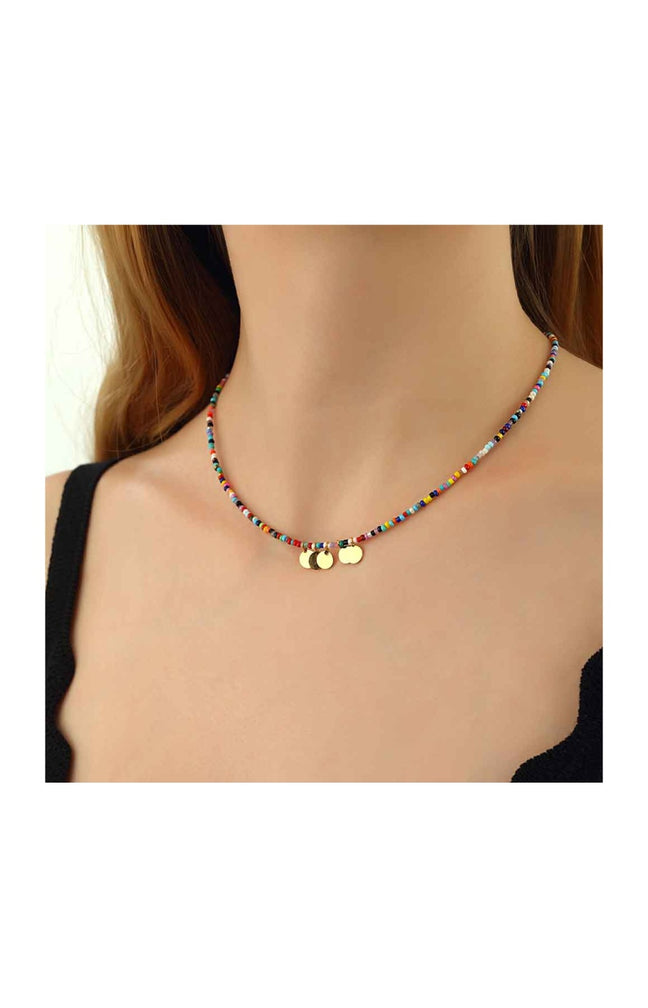 Collier - Laiton plaqué or & perles de rocaille