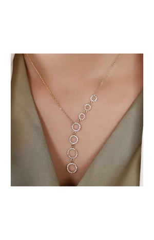 Collier - Laiton plaqué or & zircons