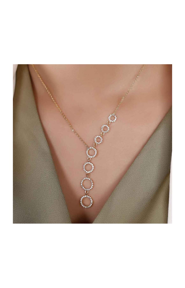 Collier - Laiton plaqué or & zircons