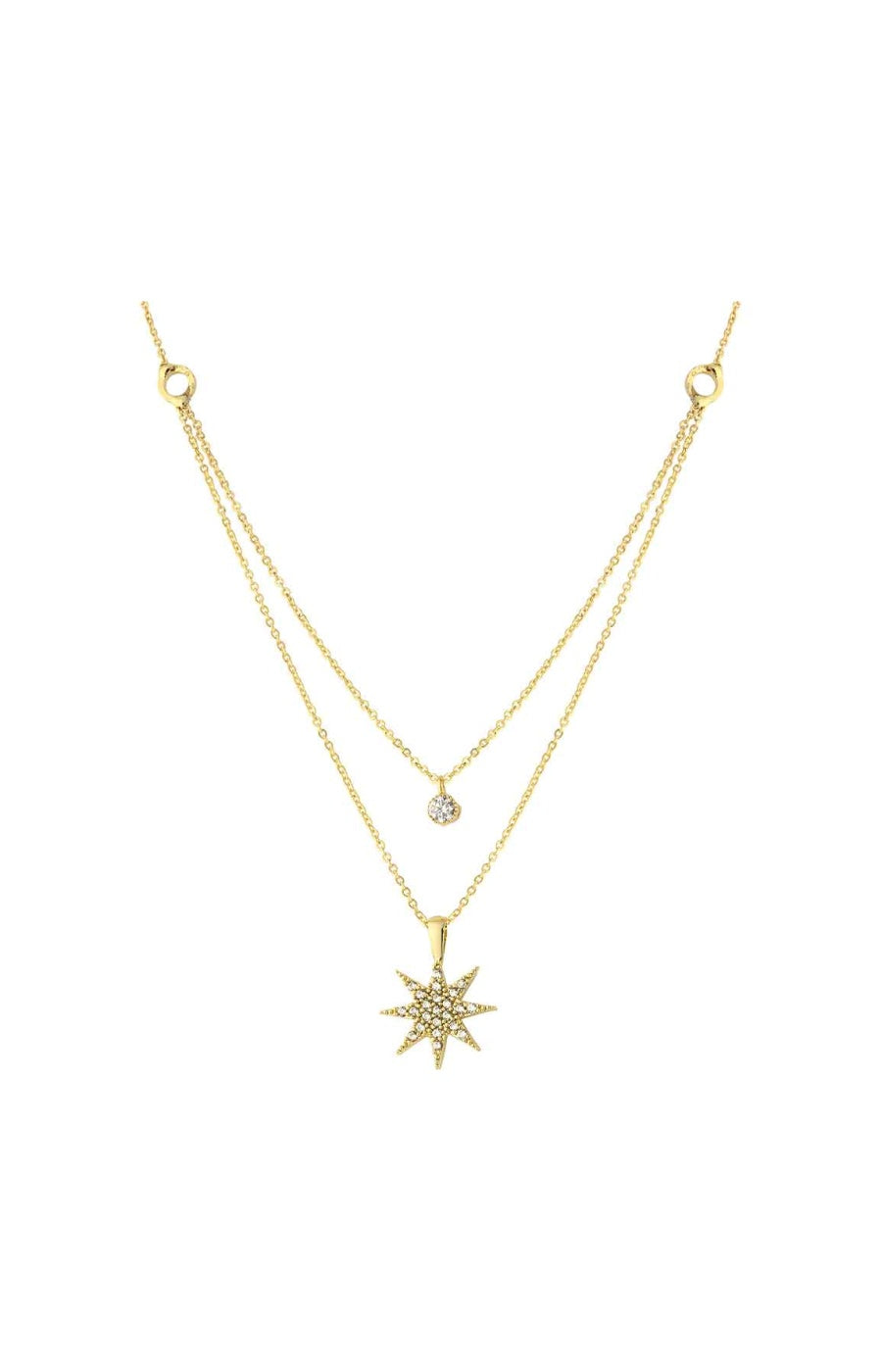 Collier - Laiton plaqué or & zircons