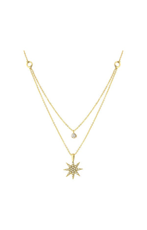 Collier - Laiton plaqué or & zircons