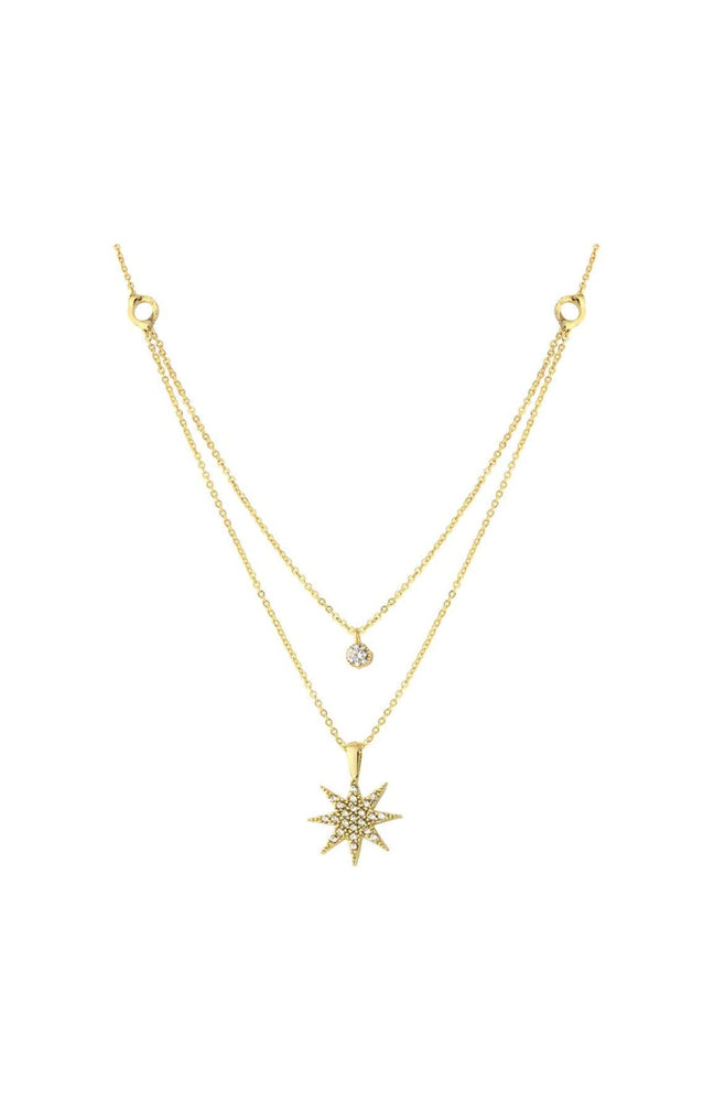 Collier - Laiton plaqué or & zircons