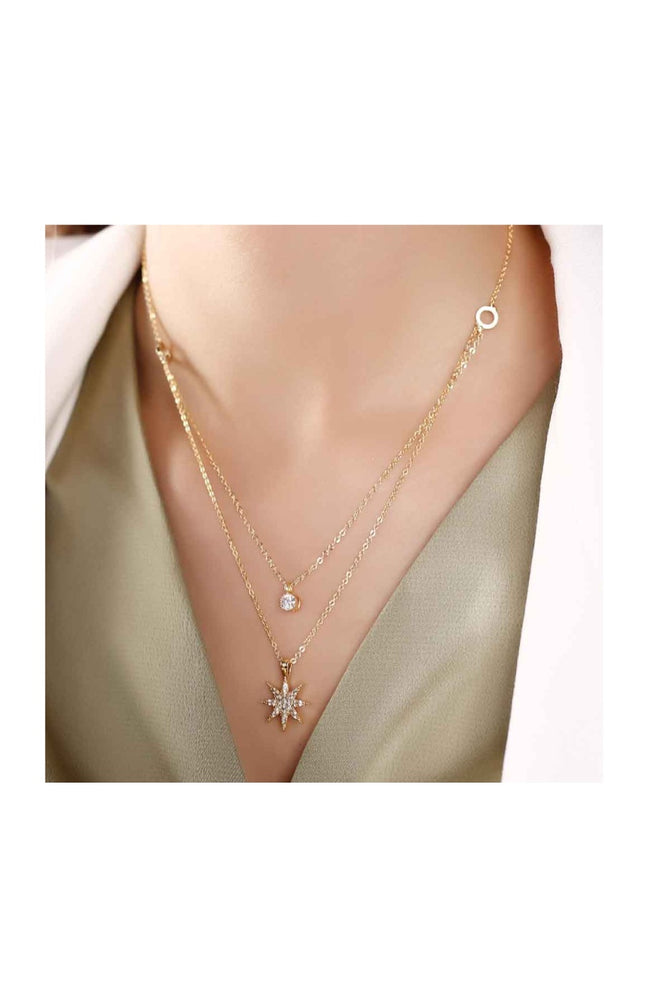 Collier - Laiton plaqué or & zircons