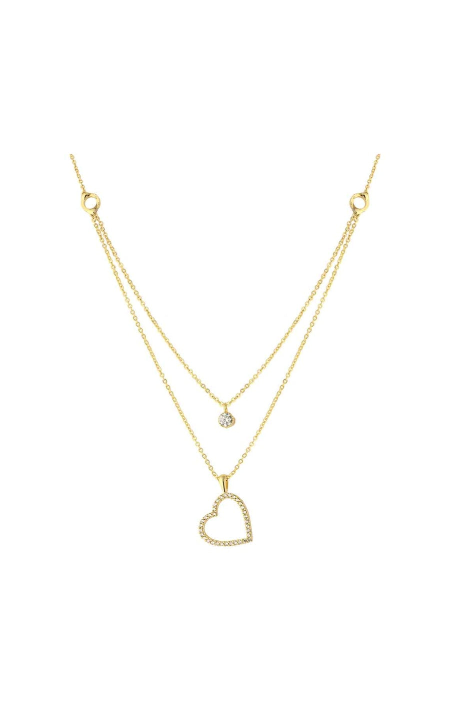 Collier coeur - Laiton plaqué or & zircons