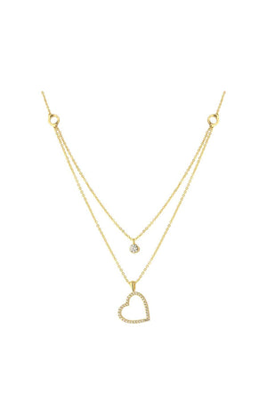Collier coeur - Laiton plaqué or & zircons