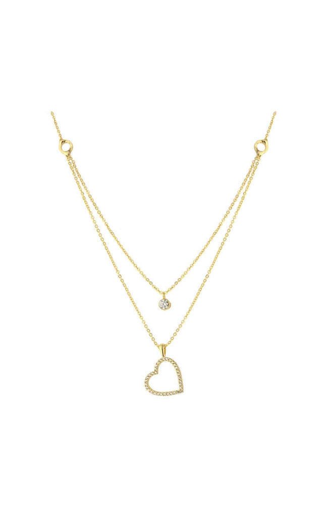 Collier coeur - Laiton plaqué or & zircons