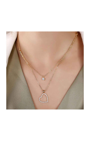 Collier coeur - Laiton plaqué or & zircons