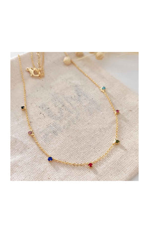 Collier - Laiton plaqué or & perles synthétiques multicolores