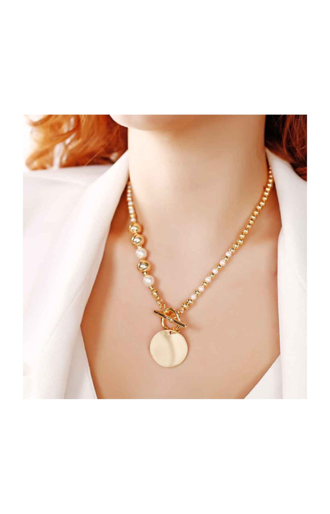 Collier - Laiton plaqué or & perles synthétiques