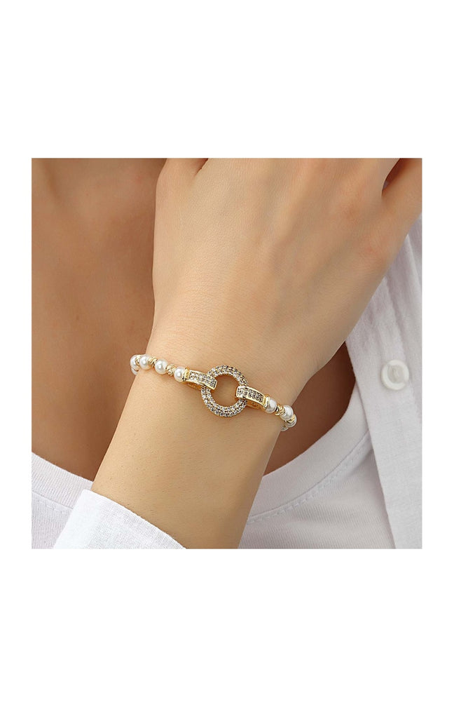 Bracelet - Laiton plaqué or & zircons