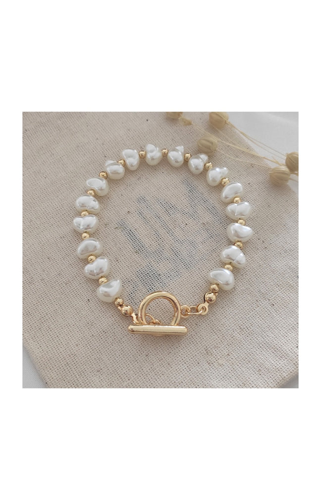 Bracelet - Laiton plaqué or & perles