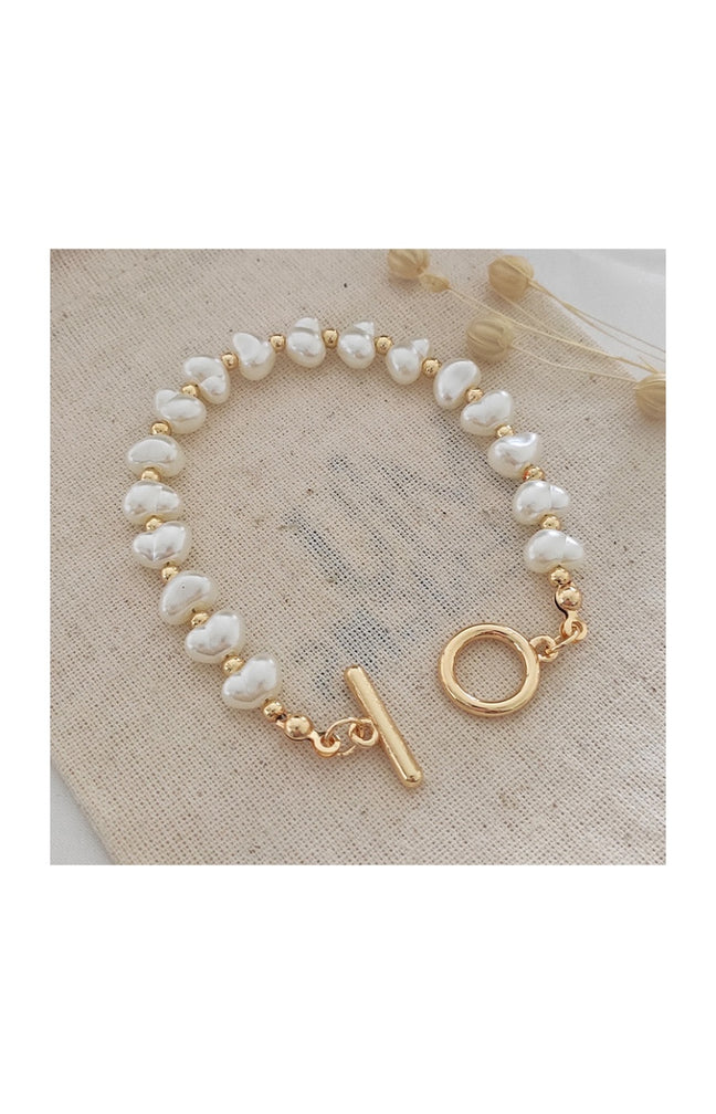 Bracelet - Laiton plaqué or & perles