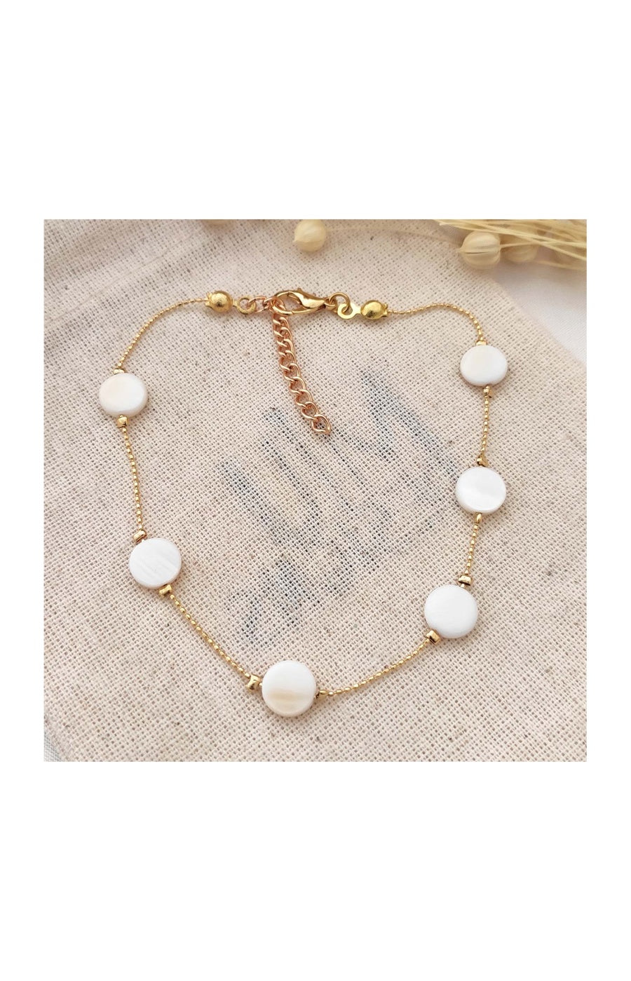 Bracelet de cheville avec perles - Laiton plaqué or