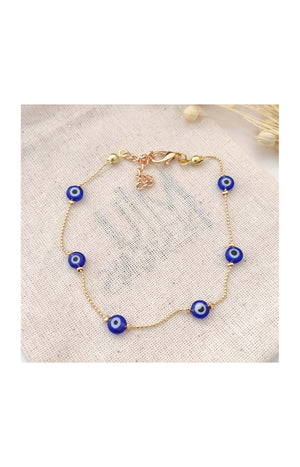Bracelet de cheville avec perles œil - Laiton plaqué or