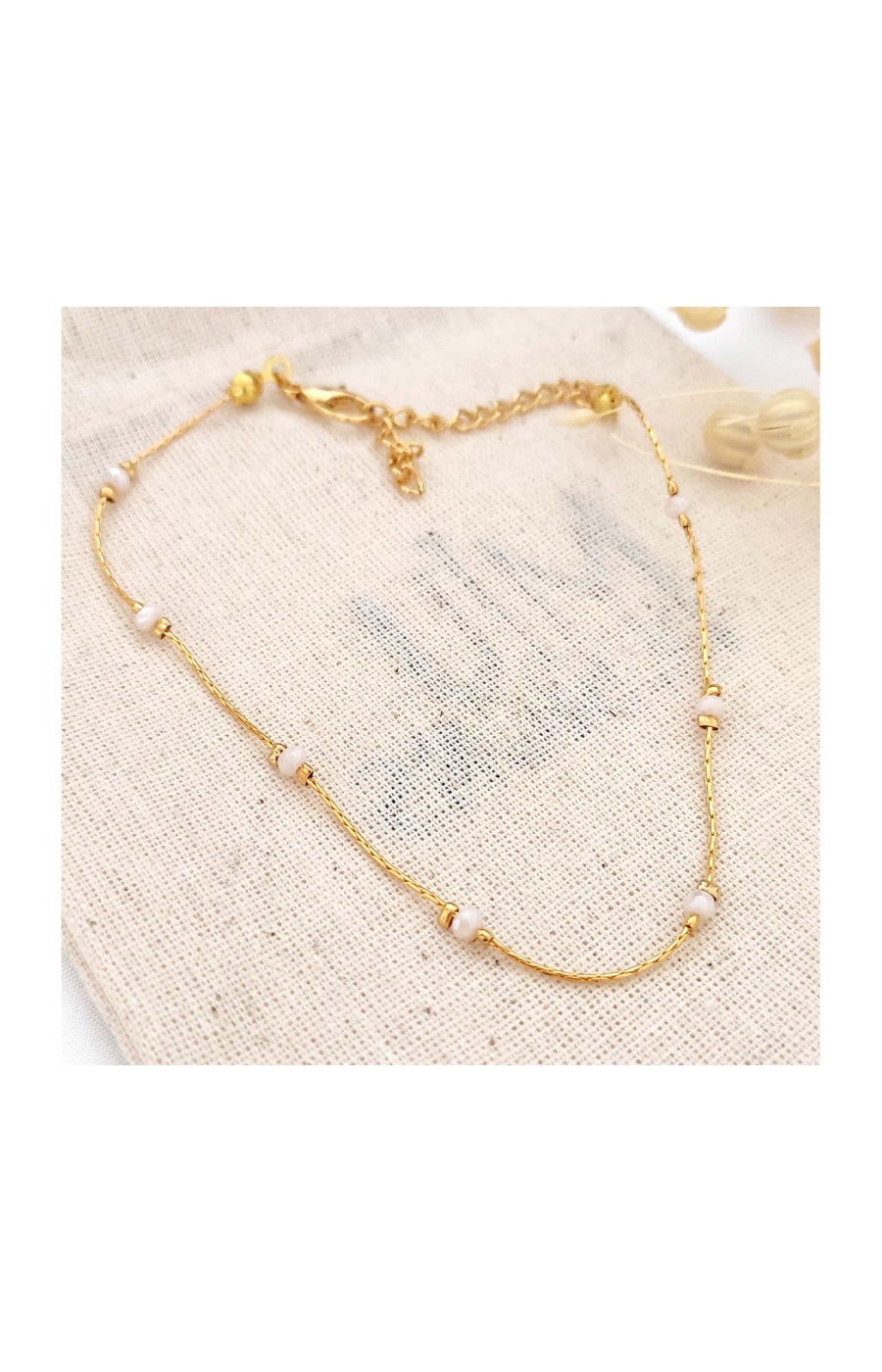 Bracelet de cheville avec perles - Laiton plaqué or