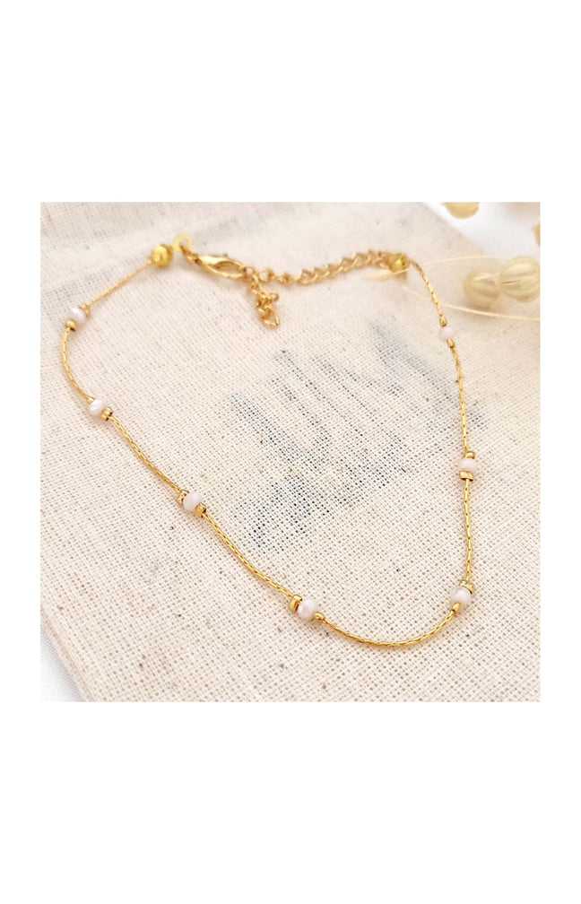 Bracelet de cheville avec perles - Laiton plaqué or