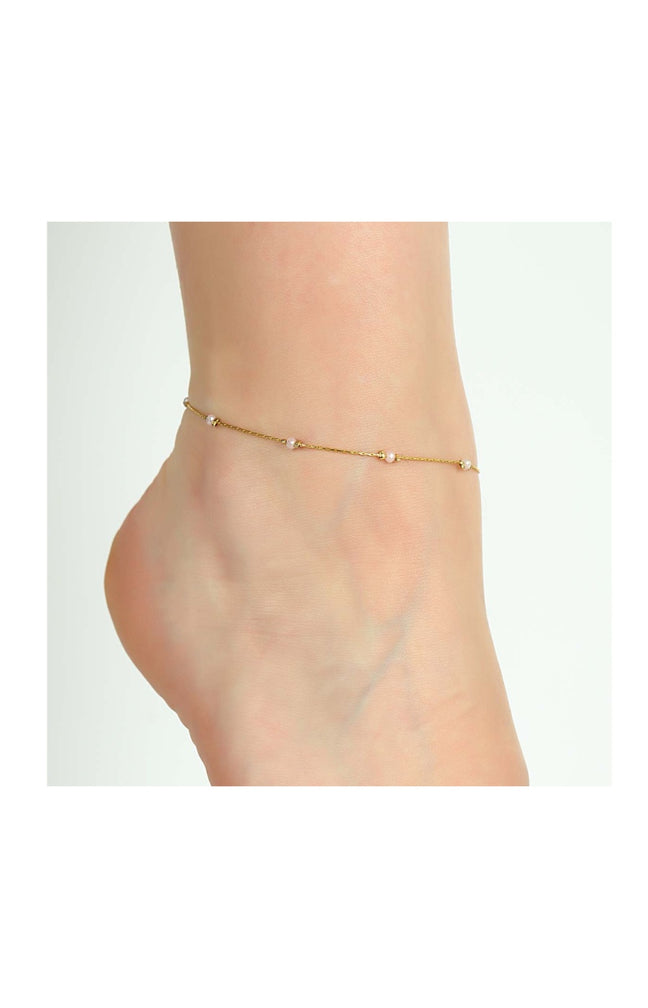 Bracelet de cheville avec perles - Laiton plaqué or