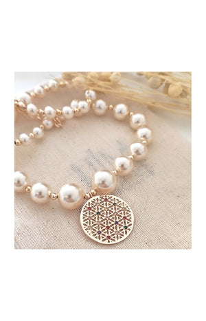 Collier de perles - Laiton plaqué or & zircons