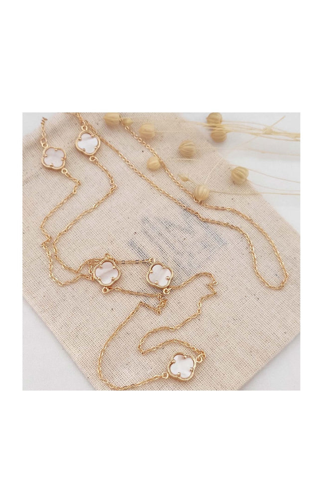 Collier avec trèfles nacrés  - Laiton plaqué or