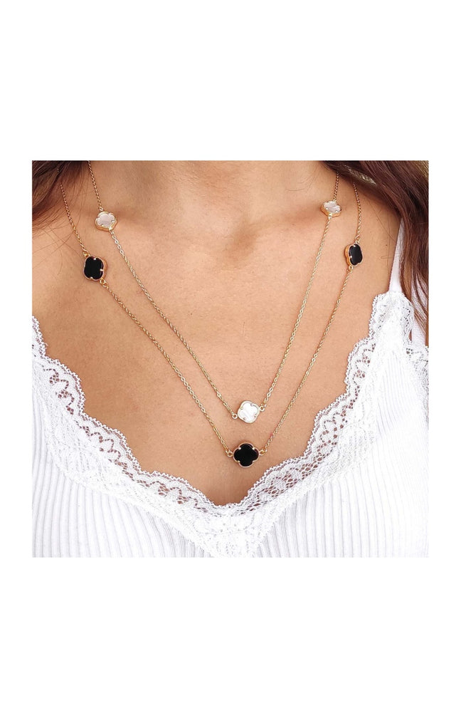 Collier avec trèfles nacrés  - Laiton plaqué or