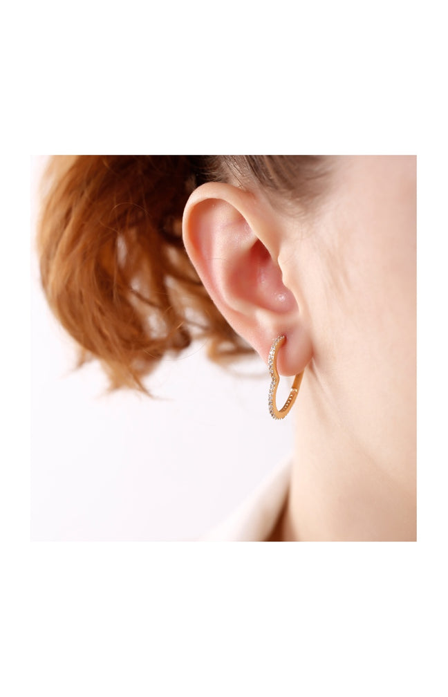 Créoles cœur - Laiton plaqué or & zircons