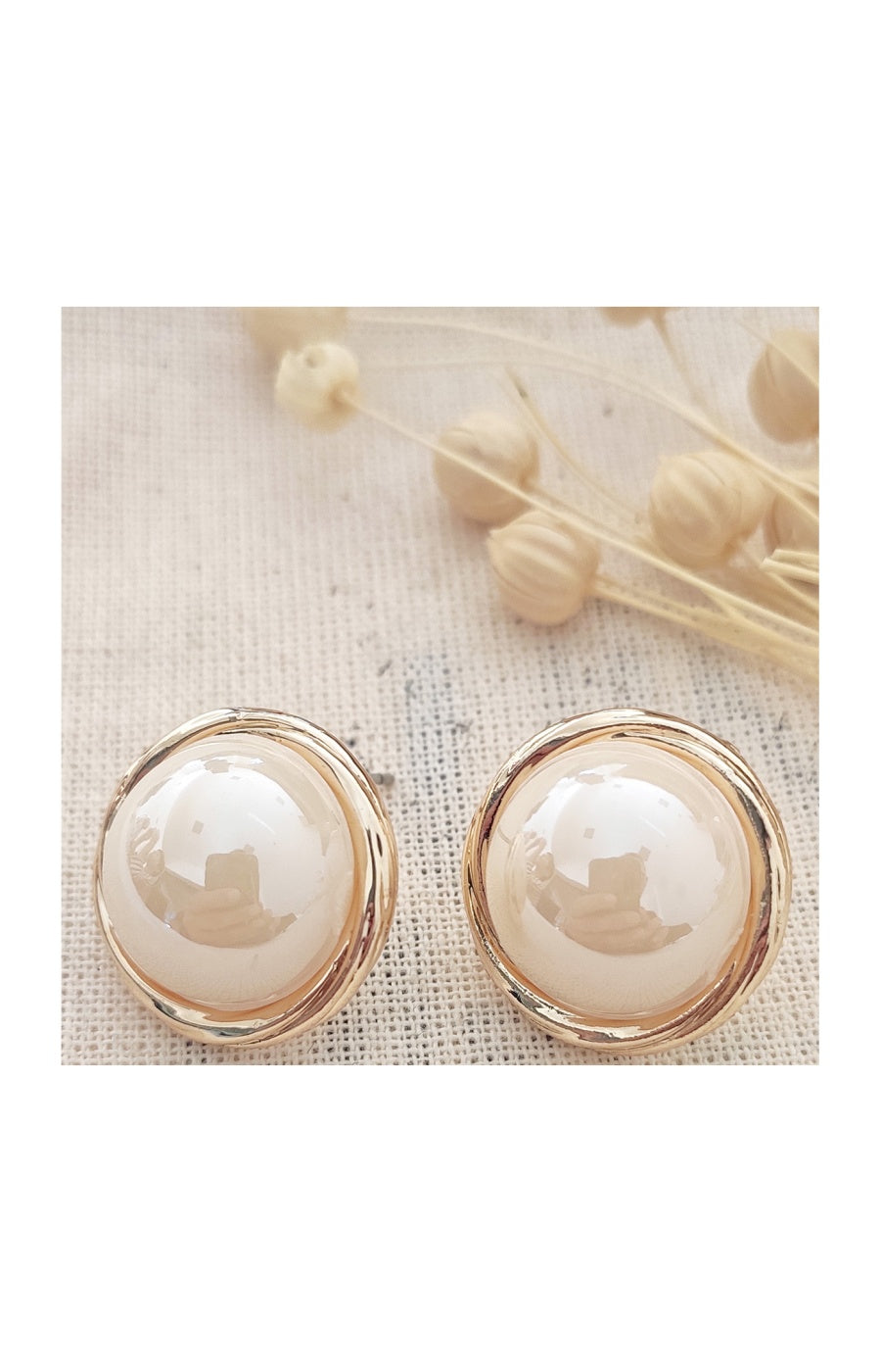 Boucles d'oreilles puces - Laiton plaqué or & perles