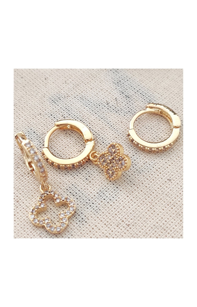 Trio de boucles d'oreilles - Laiton plaqué or & zircons