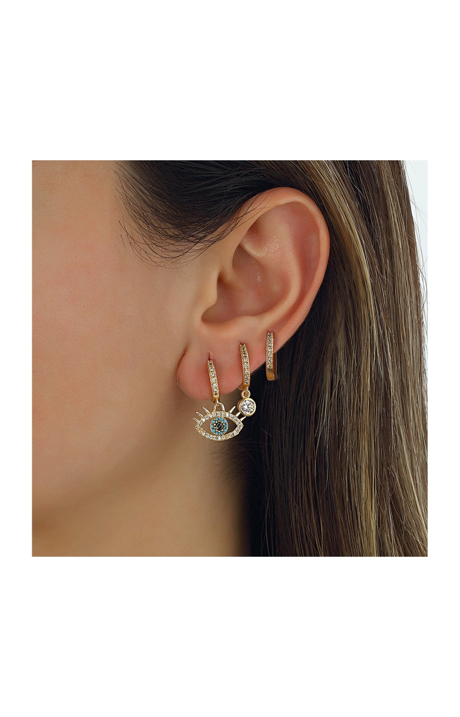 Trio de boucles d'oreilles - Laiton plaqué or & zircons