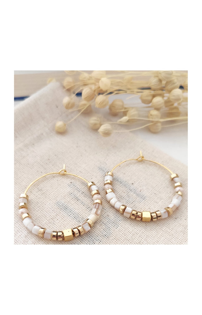 Créoles - Laiton plaqué or & perles