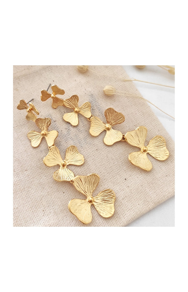 Boucles d'oreilles feuilles - Laiton plaqué or