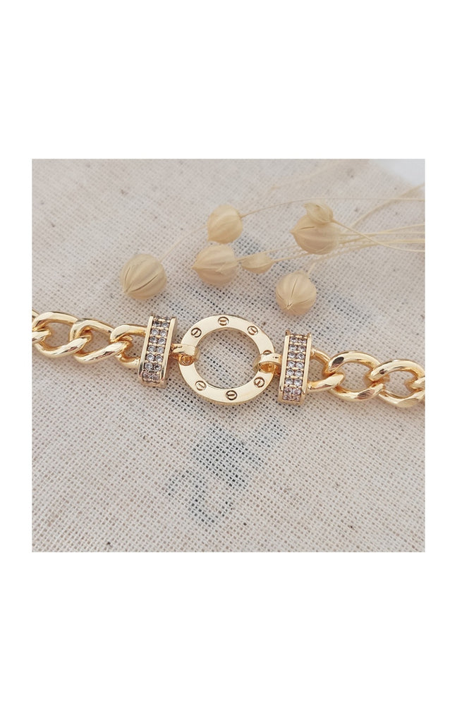 Bracelet - Laiton plaqué or & zircons