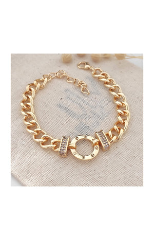 Bracelet - Laiton plaqué or & zircons