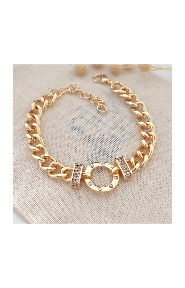 Bracelet - Laiton plaqué or & zircons