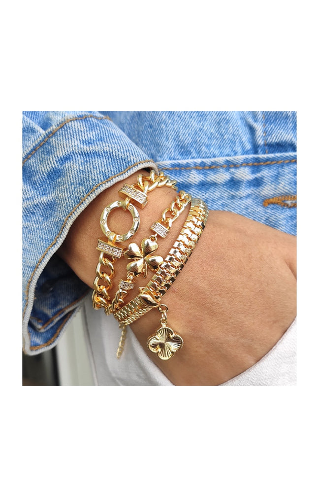 Bracelet - Laiton plaqué or & zircons