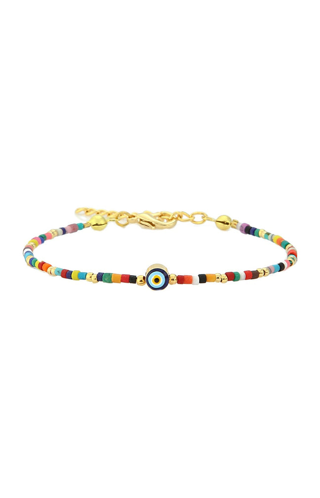 Bracelet œil - Laiton plaqué or & pierres
