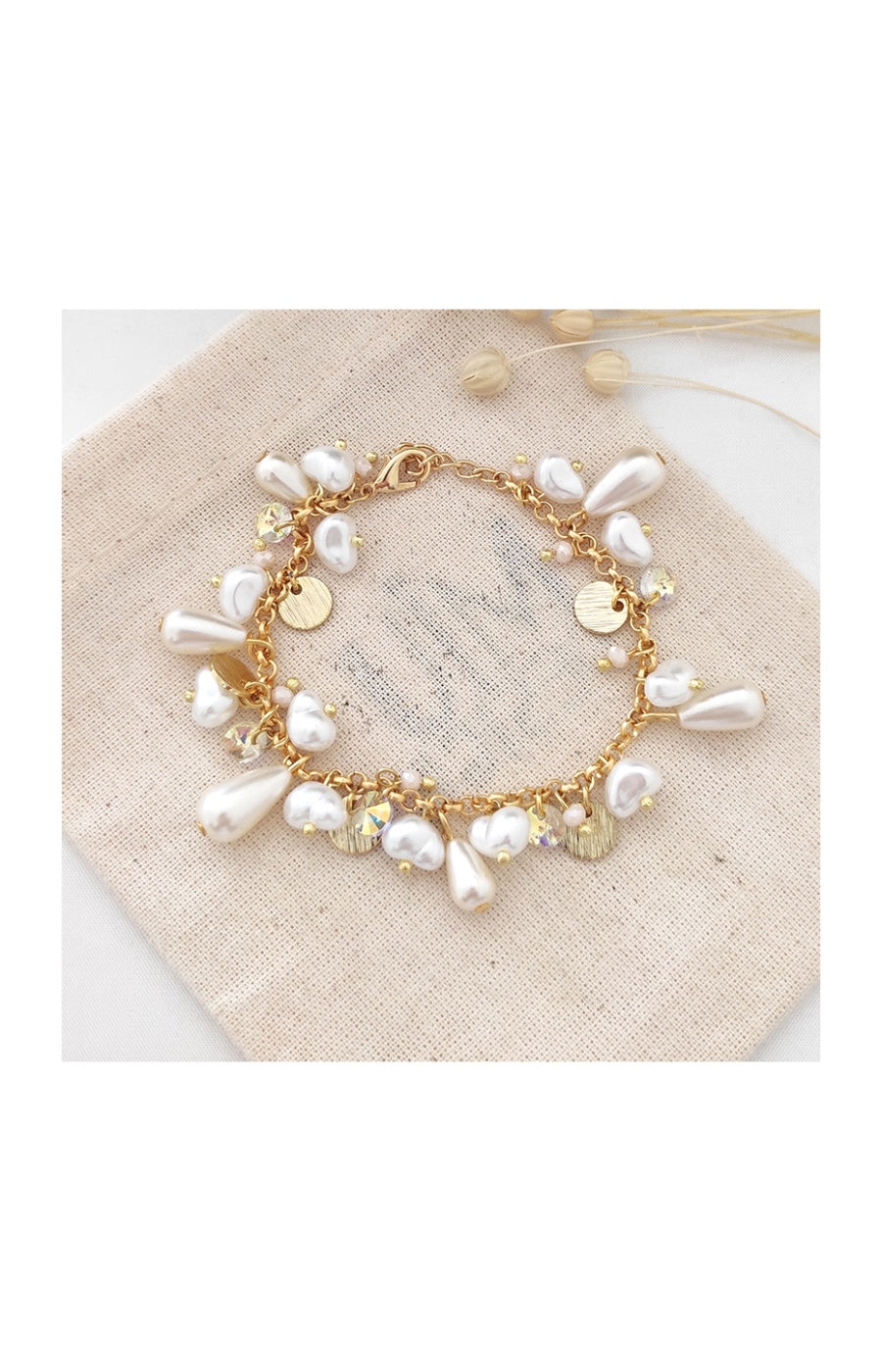 Bracelet - Laiton plaqué or & perles de cultures