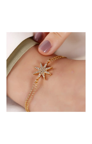 Bracelet - Laiton plaqué or & zircons