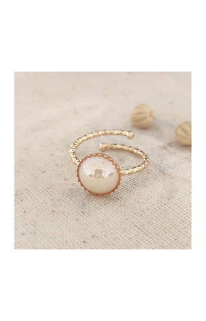 Bague fine ajustable - Laiton plaqué or & pierre synthétique