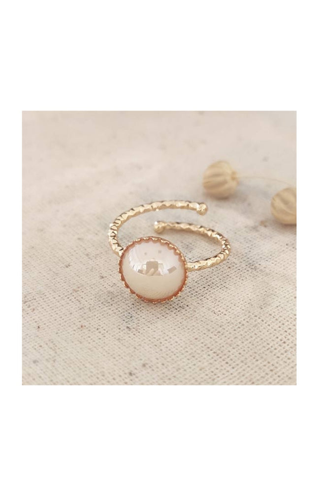 Bague fine ajustable - Laiton plaqué or & pierre synthétique