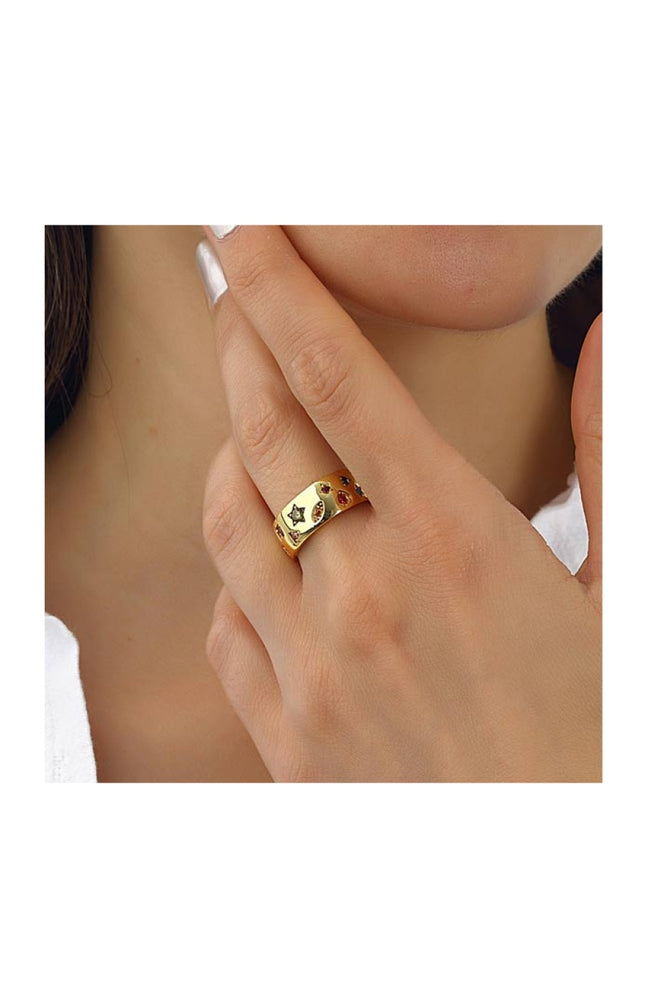 Bague maillons ajustable - Laiton plaqué or