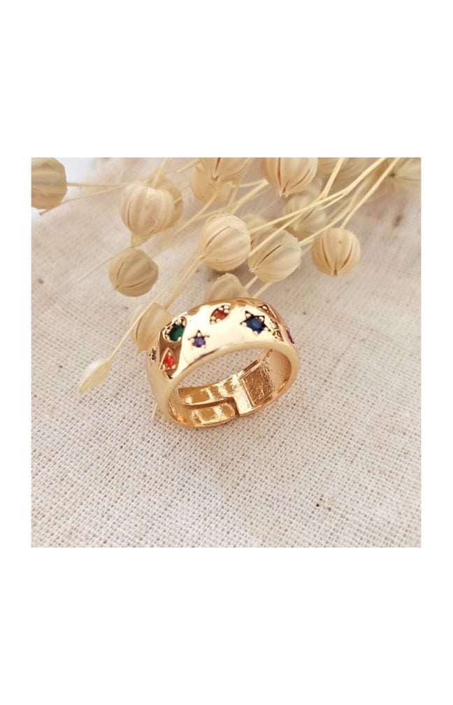 Bague maillons ajustable - Laiton plaqué or