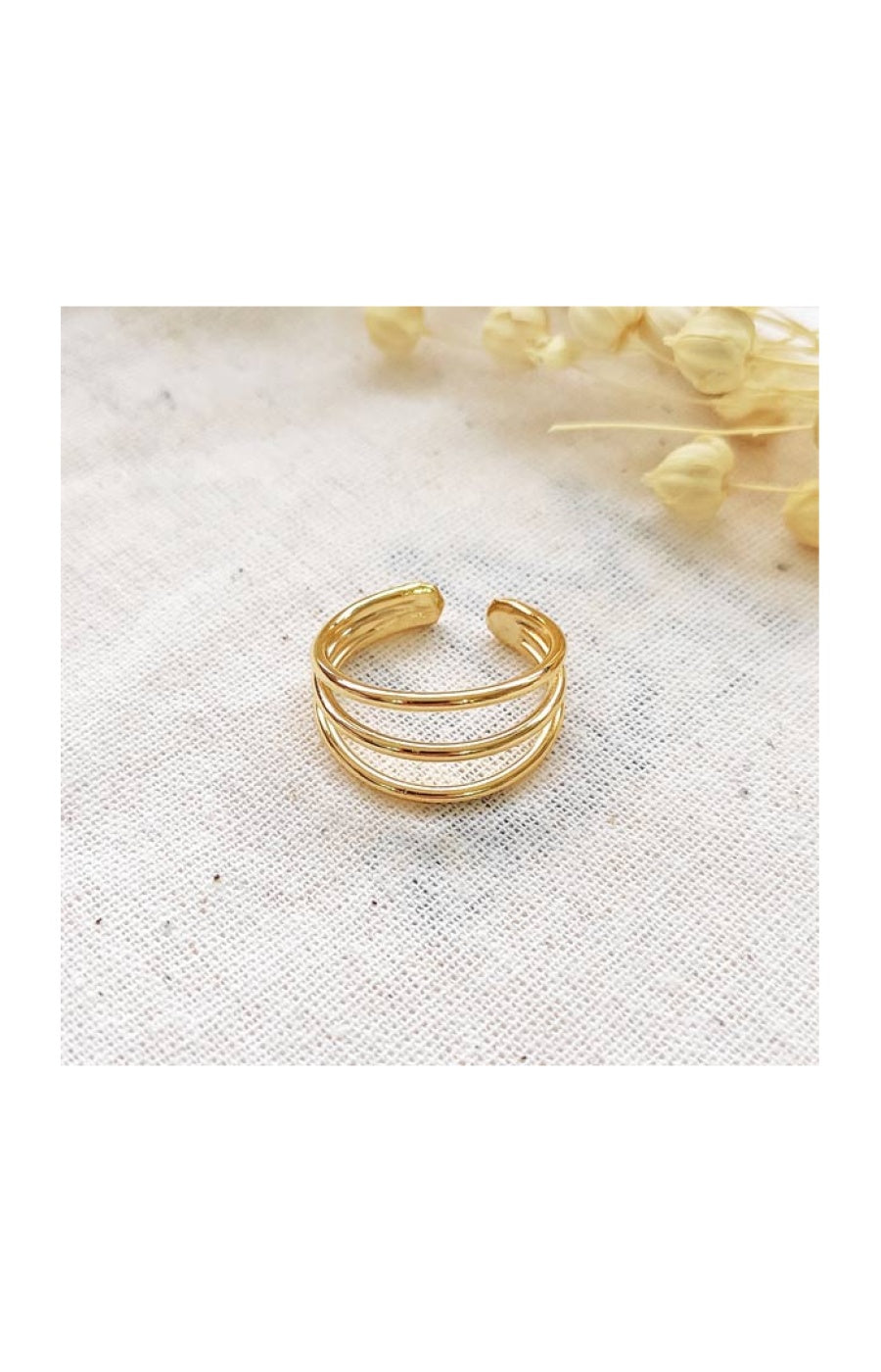 Bague 3 rangs ajustable - Laiton plaqué or