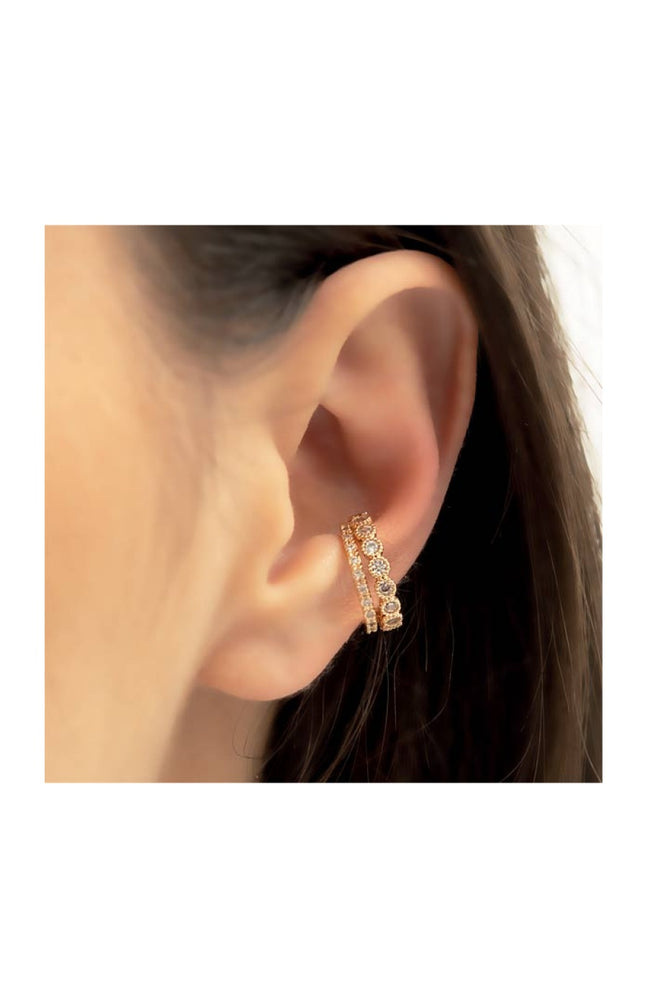 Earcuff - Laiton plaqué or & zircon