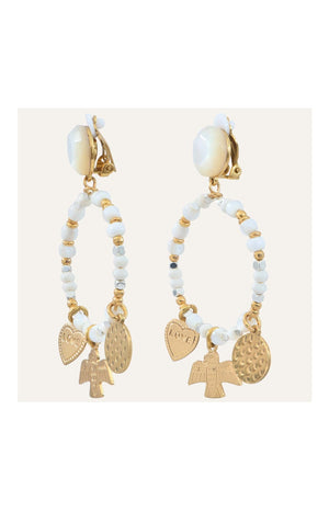 Boucles d'oreilles à clips Lucky Charms - Métal doré & corne
